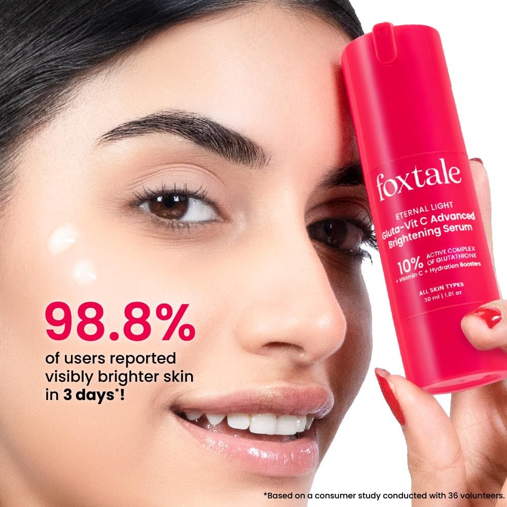 Foxtale 10% Vitamin C-Glutathione Brightening Face Serum for Glowing Skin, Treats Dark Spots, Pigmentation & Dullness, Beginner & Sensitive Skin Friendly | All Skin Types | 30ml thumbnail