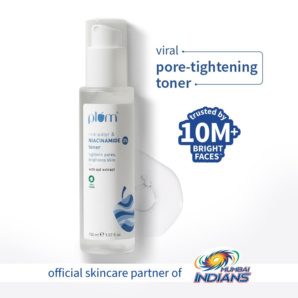 Plum 3% Niacinamide & Rice Water Face Toner | Alcohol-Free Toner for Oily Acne Prone Dry Combination Skin | Women & Men | 150ml thumbnail