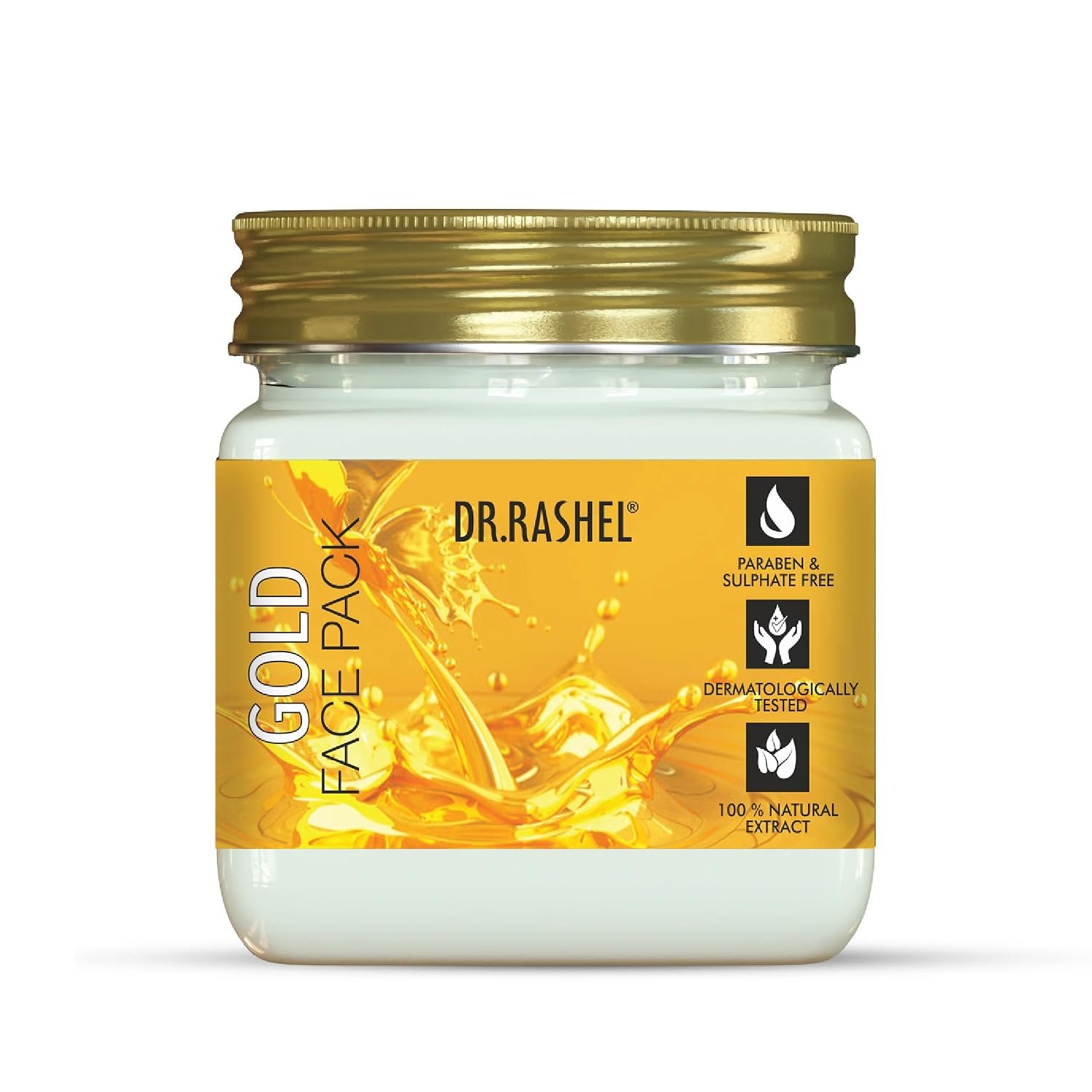 DR.RASHEL Gold Face Pack for Glowing Skin, Oil Control, Acne, Pimples, Detan, Blemishes, Pigmentation & Brightening, Face Cleansing For Face & Body (380 Ml)