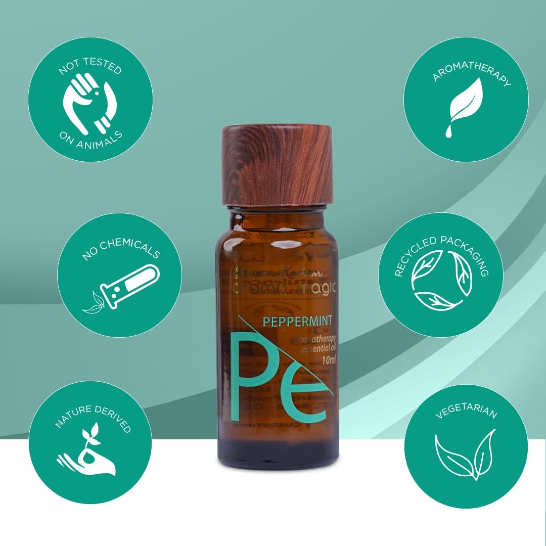 Aroma Magic Peppermint Essential Oil – Mentha Piperita for Headache, Nausea, Ant Repellent & Skin Soother – 10ml thumbnail