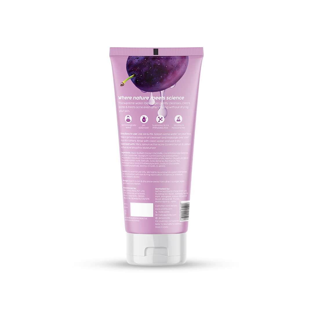 The Plant Fix Plix 0.5% w/w Salicylic Acid Jamun Face Wash Cleanser Gel For Active Acne & Oil Control, For Breakouts | Oily & Acne Prone Skin | Women & Men | 100 ml thumbnail