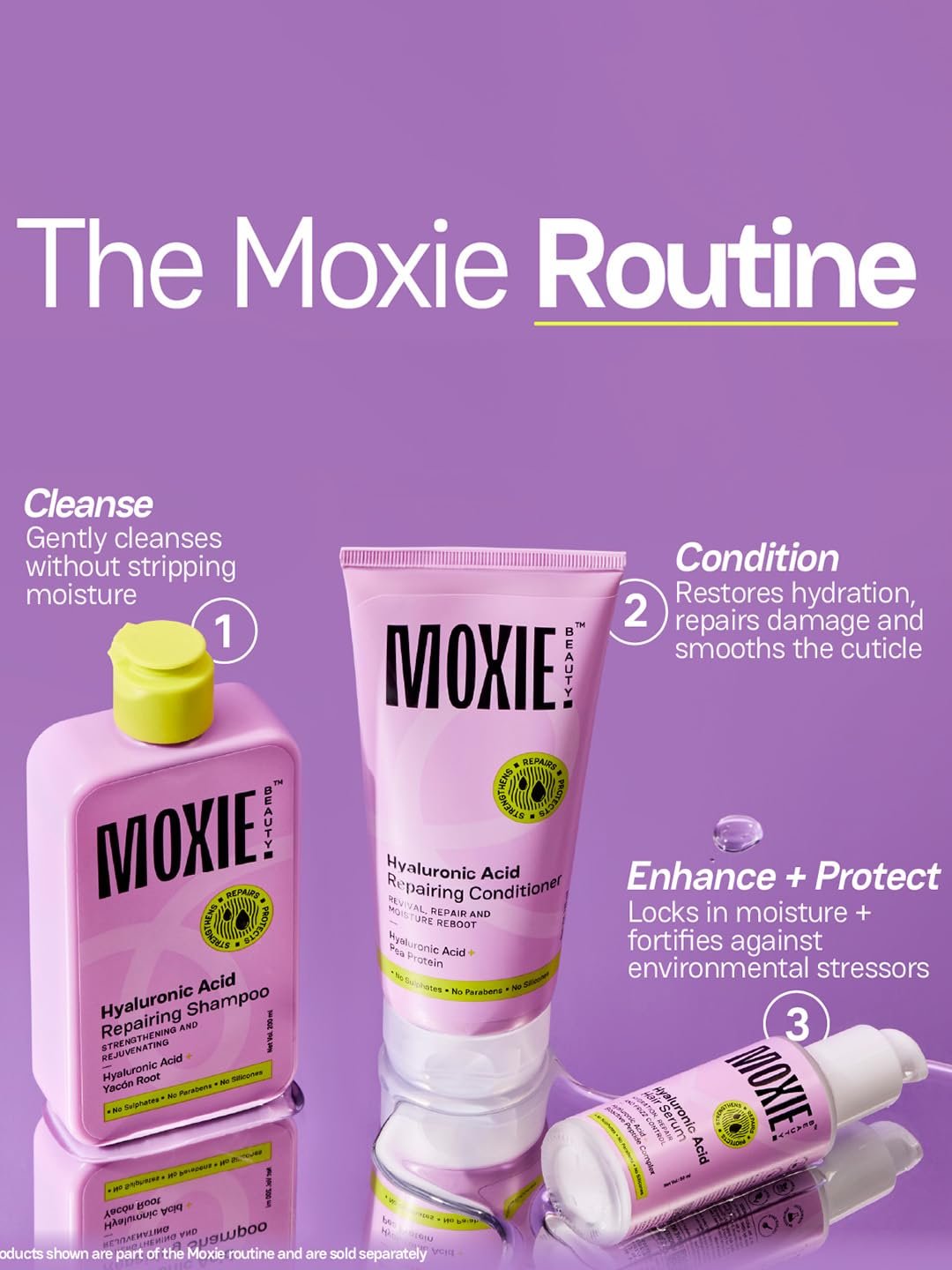 Moxie Beauty Hyaluronic Acid Repair Shampoo 200 ml Sulphate-Free Shampoo | Sodium Hyaluronate, Bio-Peptides & Marine Antioxidants | Hydrates & Helps Reduce Frizz thumbnail
