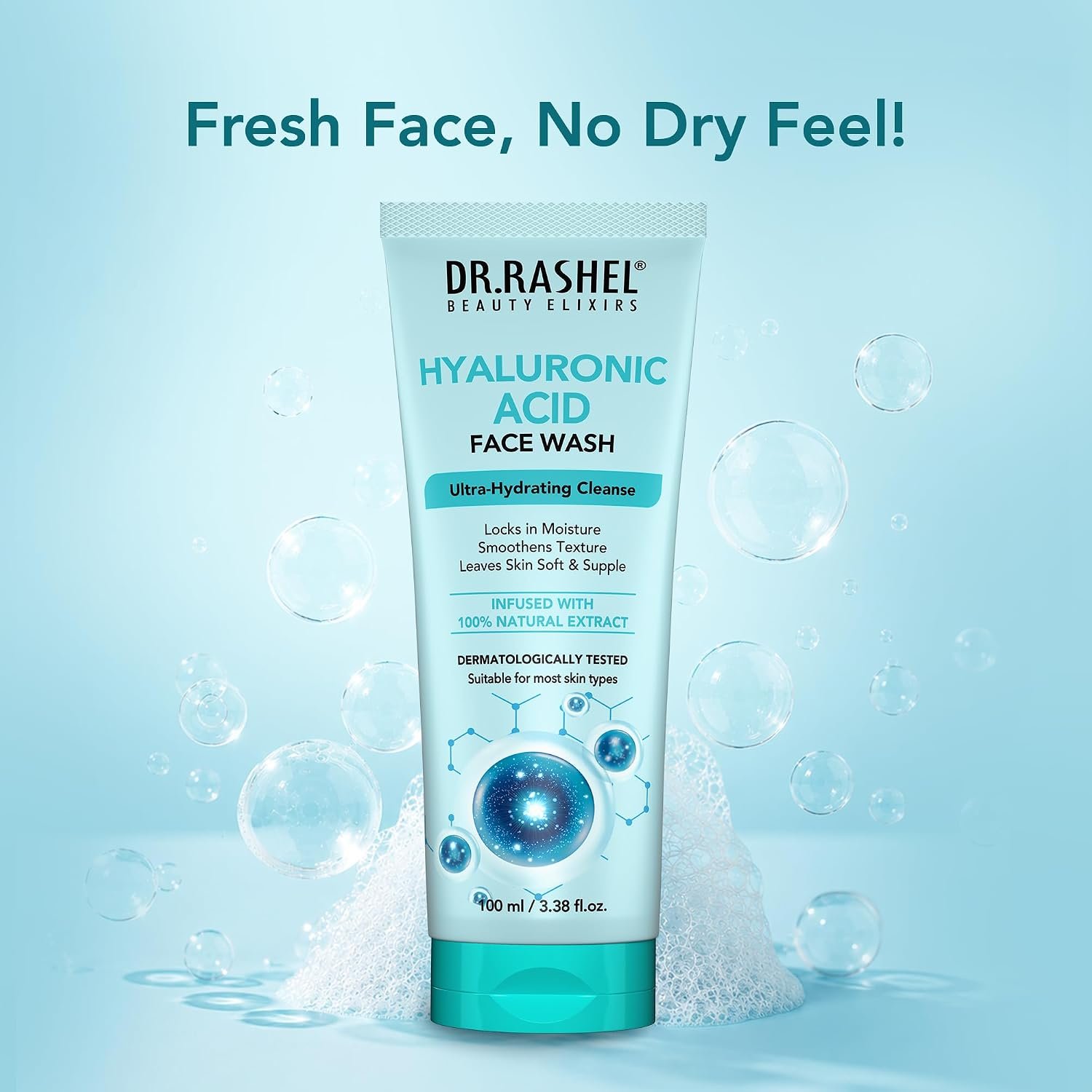 DR.RASHEL Beauty Elixirs Hyaluronic Acid Face Wash For Men & Women Concentrate for Deep Cleansing & Clove Purifying Face Wash With Natural Ingredients Suitable For All Skin Oily to Normal - thumbnail