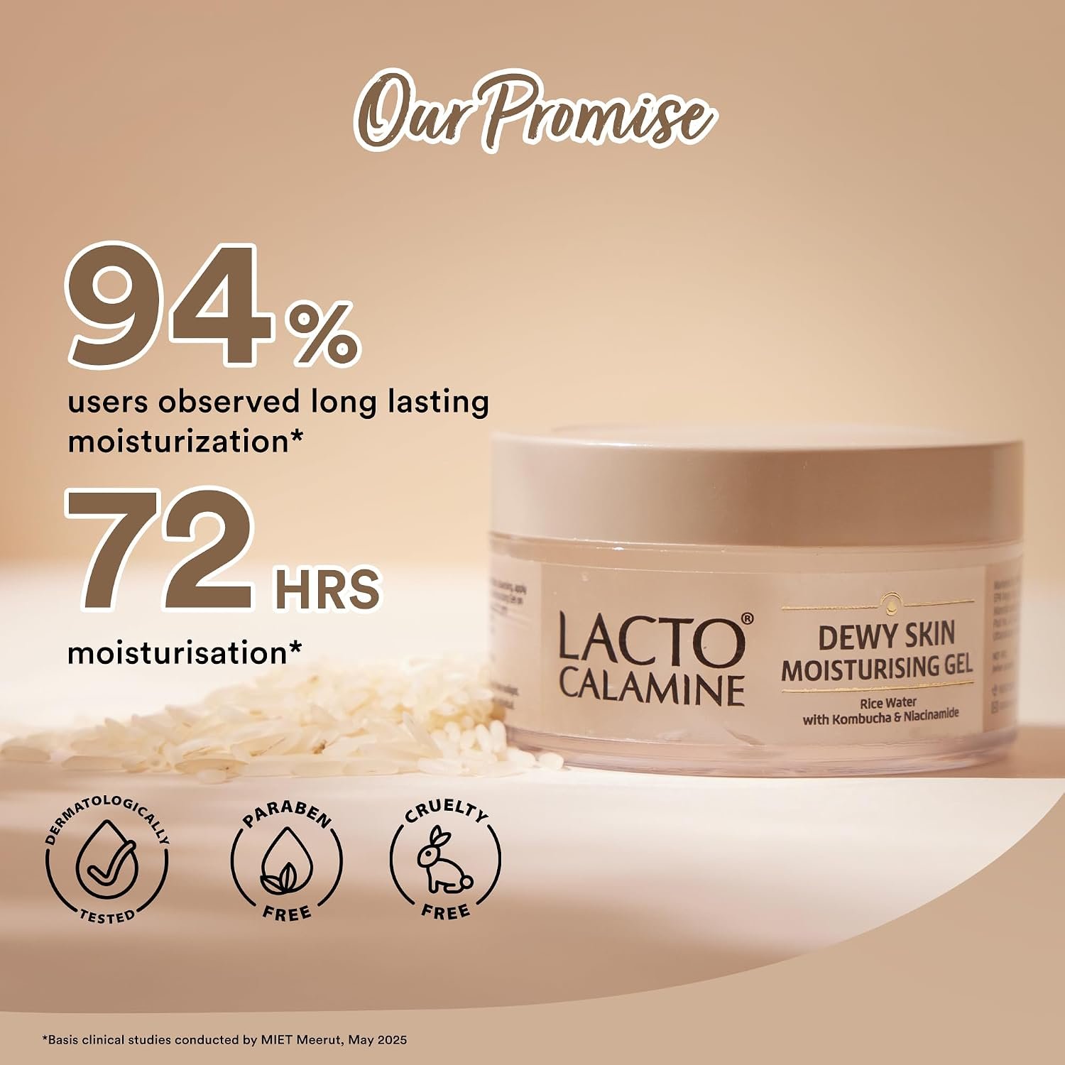 Lacto Calamine Dewy Skin Face Moisturizer with Niacinamide, Rice Water & Kombucha for Glass Skin | Lightweight Brightening Moisturiser for Daily Hydration | 50g thumbnail