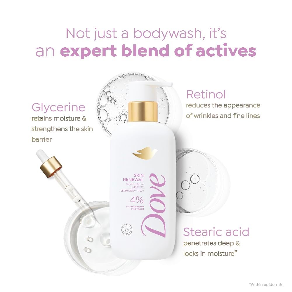 Dove Skin Renewal Serum Body Wash | 4% Restoring Serum with Retinol | Promotes firmer, supple skin | Paraben & SLS free | 300 ml thumbnail