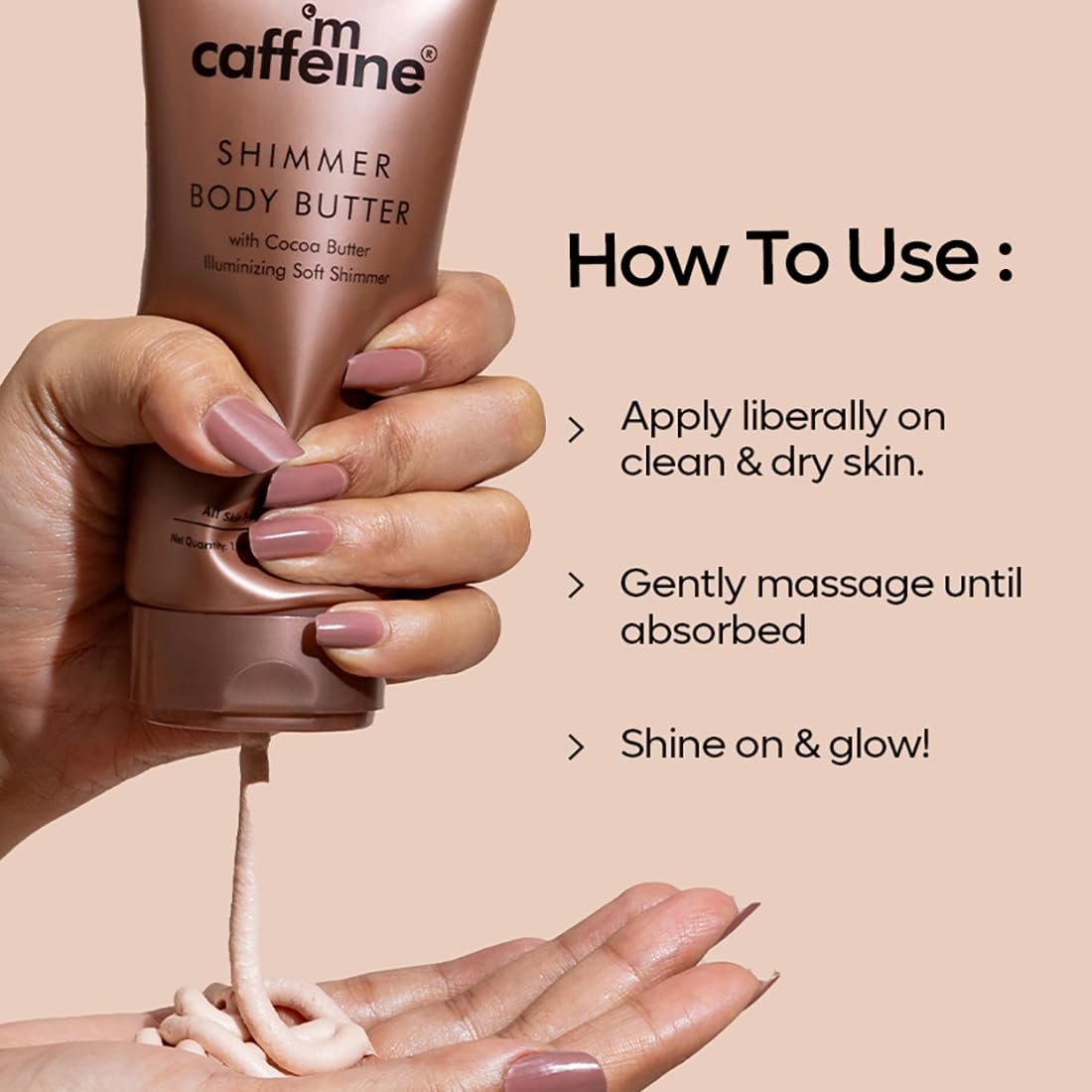 mCaffeine Shimmer Body Butter With Cocoa Butter For Shimmery & Glowing Skin (150 g) thumbnail