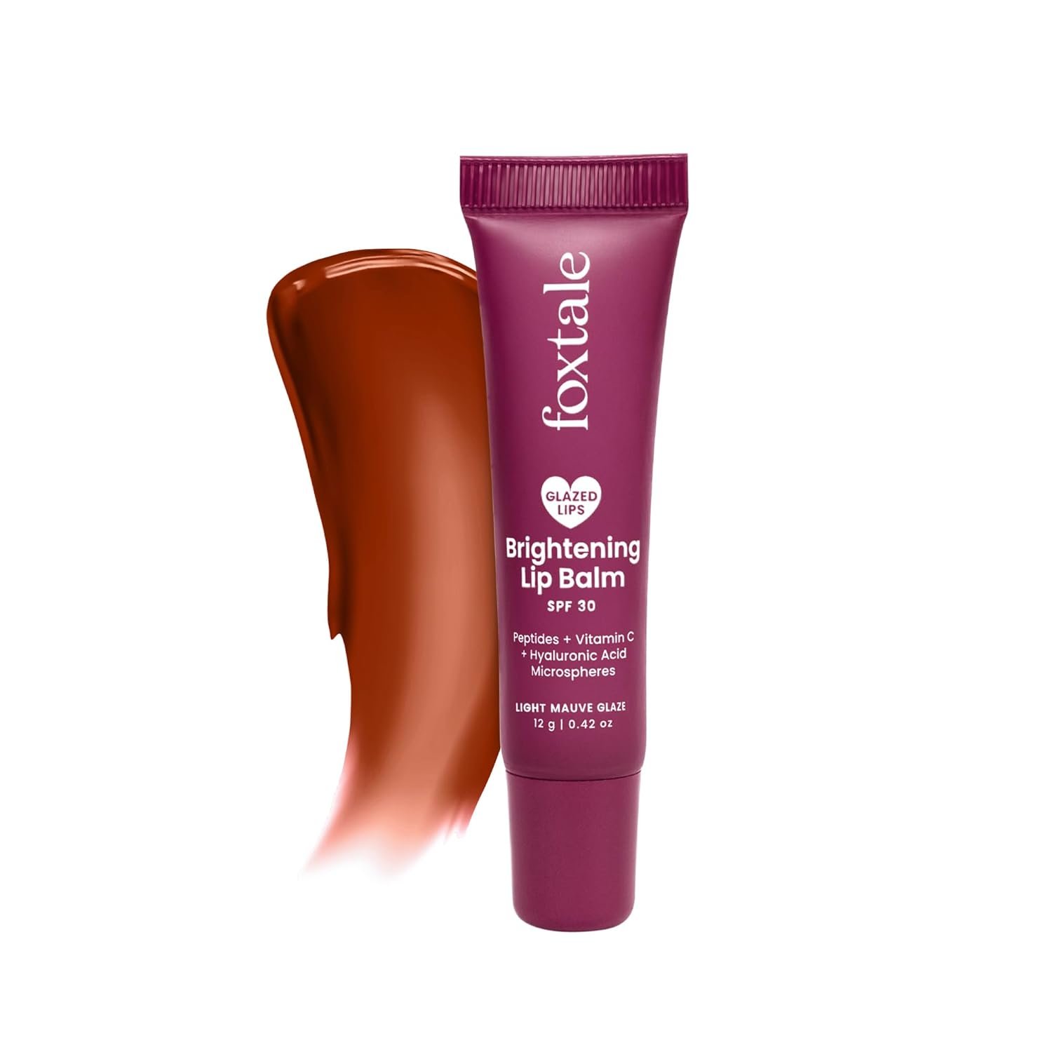 Foxtale SPF 30 Brightening Lip Balm for Dark Lips with Peptides & Vitamin C | Brightens | Hydrates | Tinted Lip Balm - Light Mauve Glaze 12gm thumbnail
