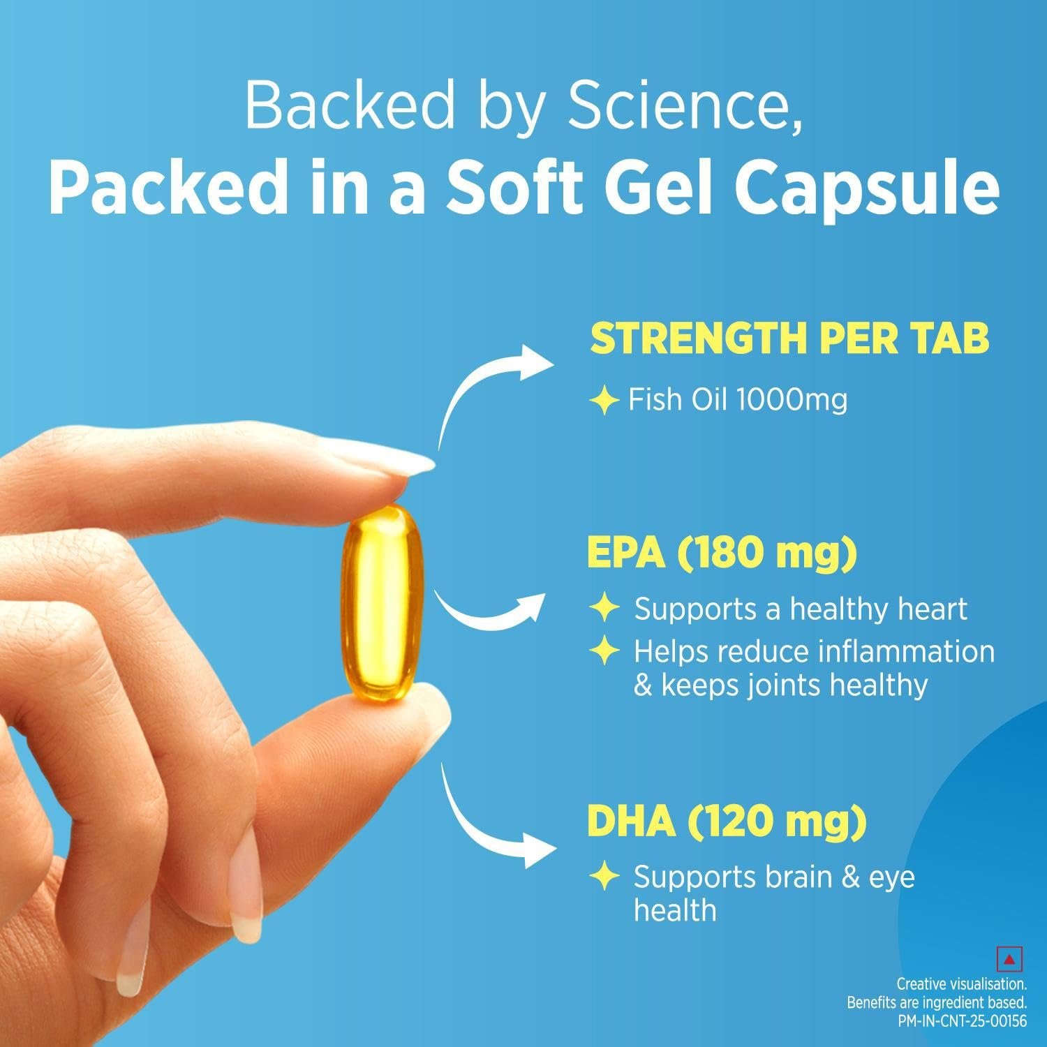 Centrum Omega 3 Fish Oil Capsules 1000mg Supplements | Omega 3 with 180mg EPA, 120mg DHA for Hair and Skin Health, Joint Health, Brain Health | No Fishy Aftertaste - 60 Capsules thumbnail