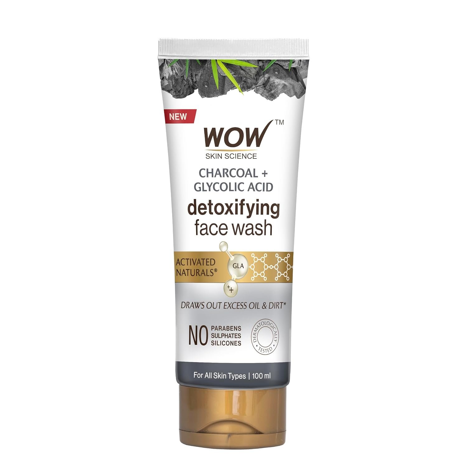 WOW Skin Science Wow Activated Charcoal Infused With Activated Charcoal Beads No Parabens & Sulphate Face Wash (100Ml) thumbnail