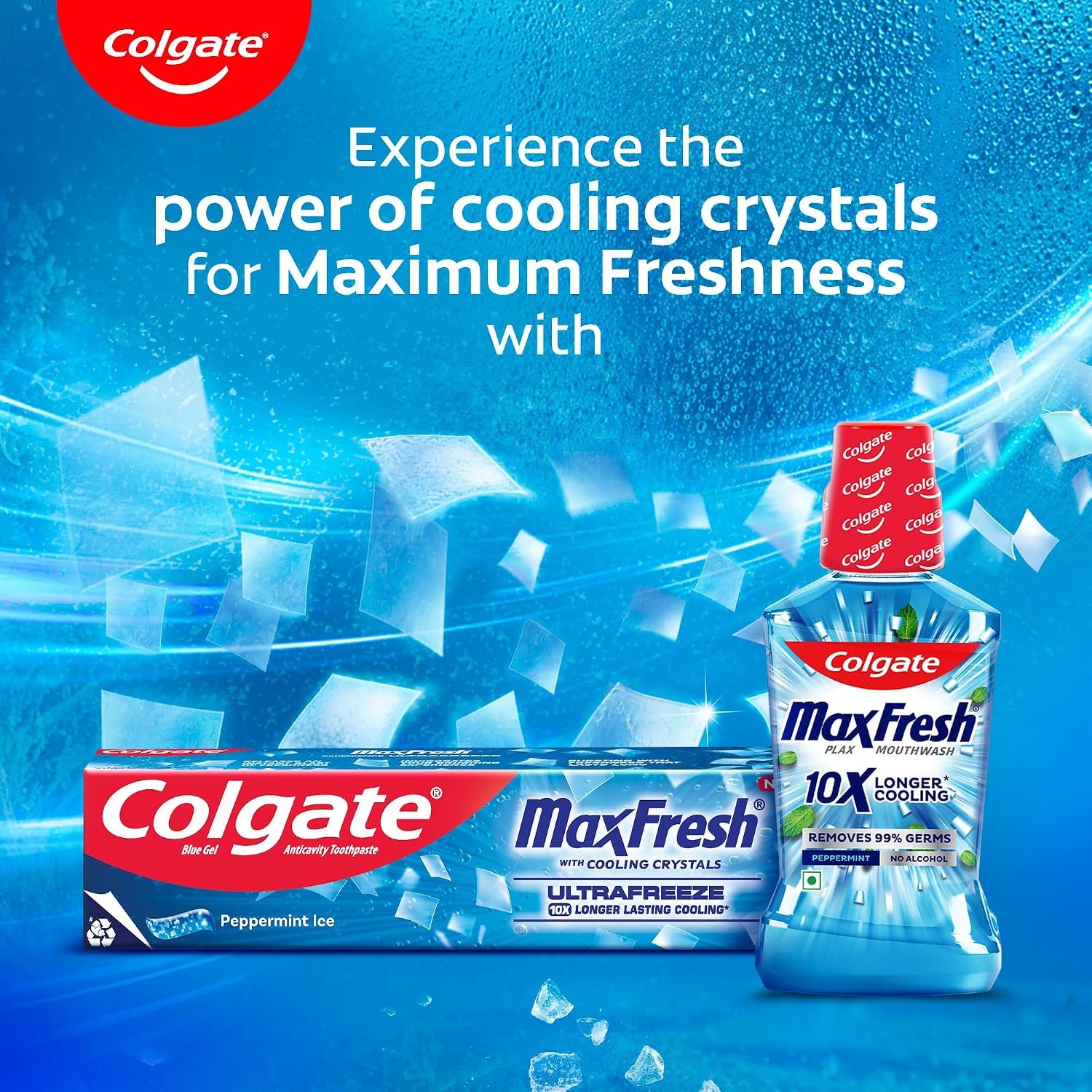 Colgate MaxFresh Breath Freshner Oral Care Toothpaste, 300g Saver Pack (150g x 2), Peppermint Ice, Blue Gel Paste with Menthol & Cooling crystals for bad breath control thumbnail