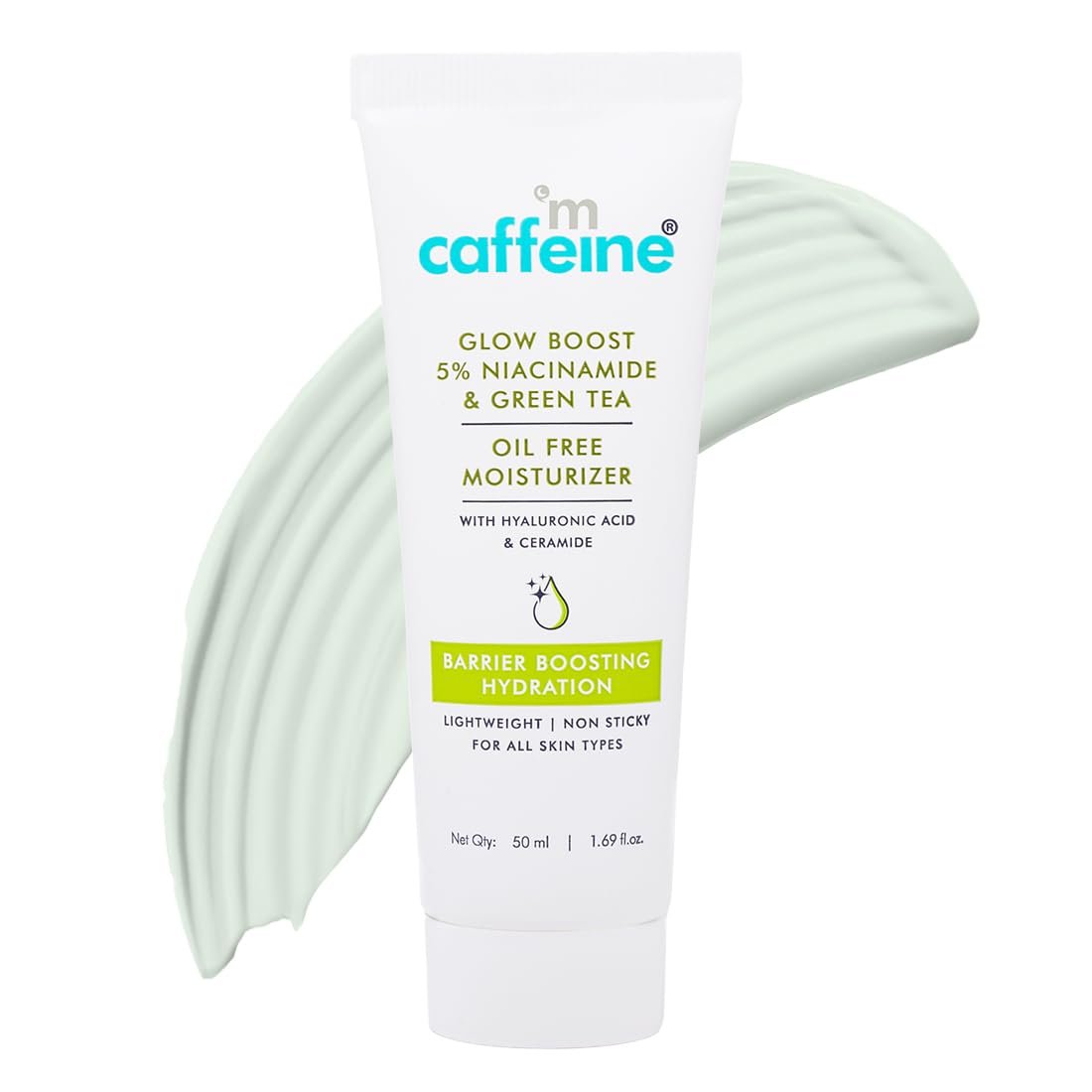 mCaffeine Glow Boost 5% Niacinamide & Green Tea Oil Free Moisturizer | Brightens & Even-Tones | 72Hrs Moisturization | Reduces Acne Marks & Blemishes | Lightweight Moisturizer  -50ml
