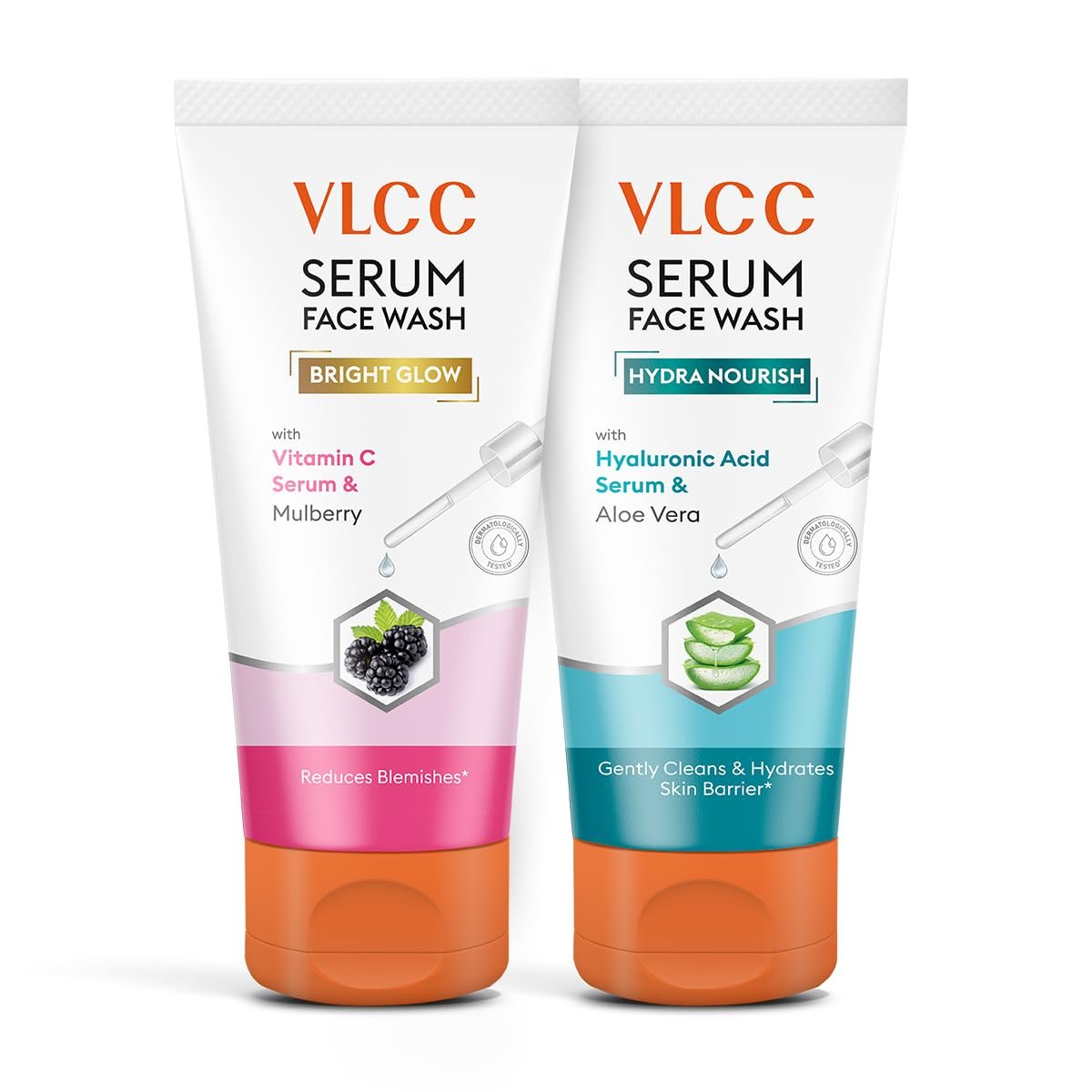 VLCC Vitamin C & Mulberry Serum Facewash - 150 ml to Reduce Blemishes & Brighten for AM | with Free Hyaluronic Acid & Aloe Vera Serum Facewash - 150 ml to Strengthen Skin Barrier for PM (B1G thumbnail