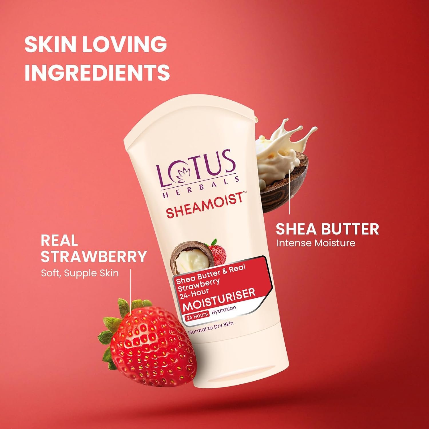 Lotus Herbals Sheamoist Shea Butter And Real Strawberry 24 Hour Moisturiser, 100G thumbnail