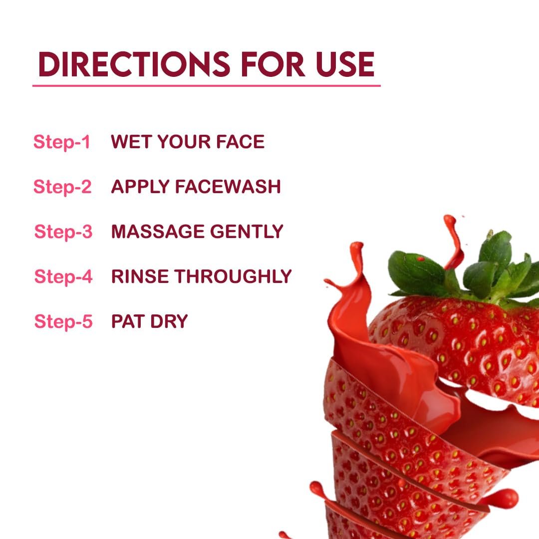 Jovees Herbal Strawberry Face Wash For Hydrating & Glowing Skin with Strawberry Ext. | Gentle Cleanser For Brightens Skin, Removes Pigmentation | For Normal to Dry Skin Types - 300ml thumbnail