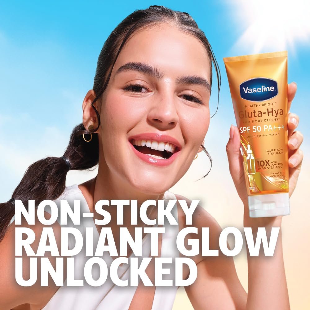 Vaseline Gluta Hya - Antioxidant SPF 50 PA+++ Sunscreen for Face & Body All | Glutathione & Hyaluronic Acid infused Sunscreen 175 ML thumbnail