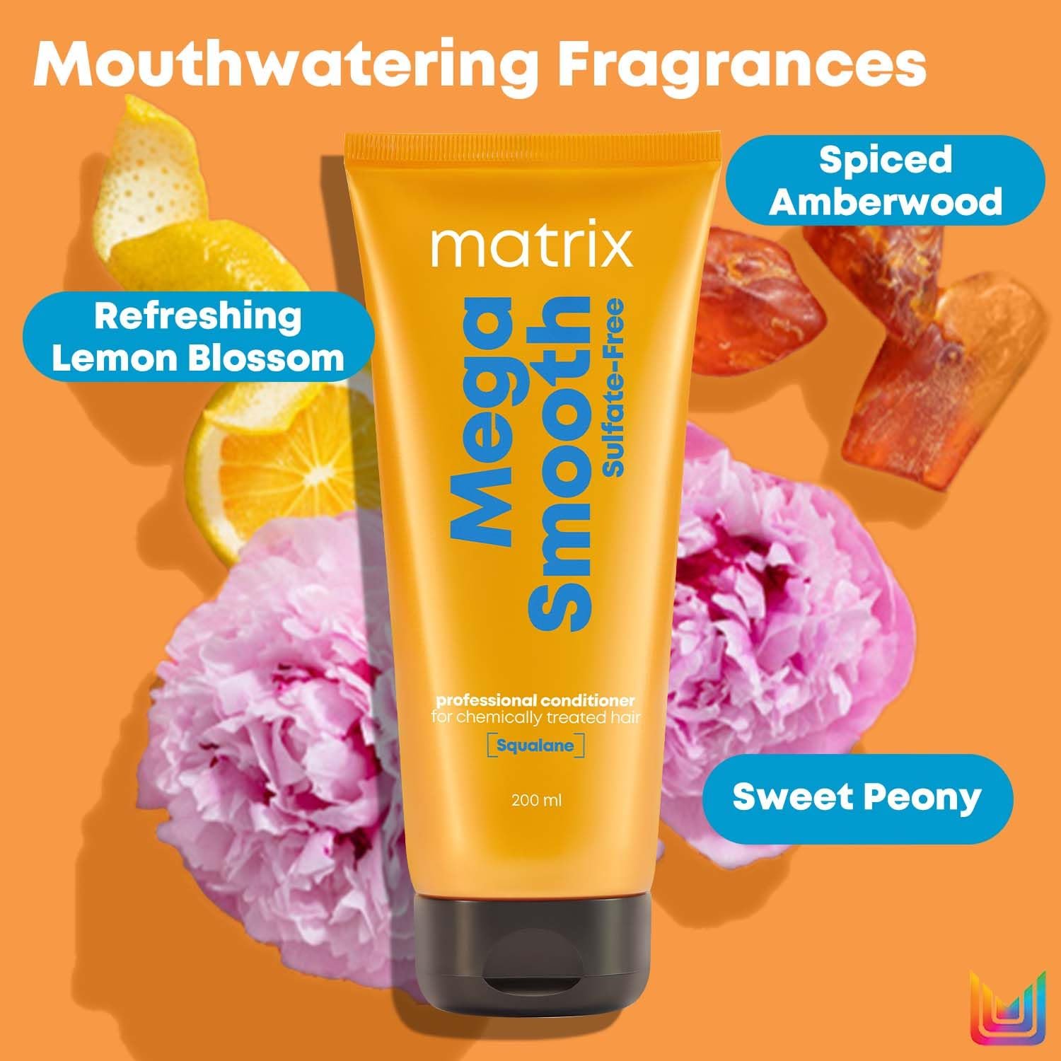 Matrix Professional Mega Smooth Sulfate-free Conditioner with Squalane and Bonding Blend for Gentle Care and Bond Repair | Smoothens Hair | Safe for Chemically Treated Hair | 200ml thumbnail