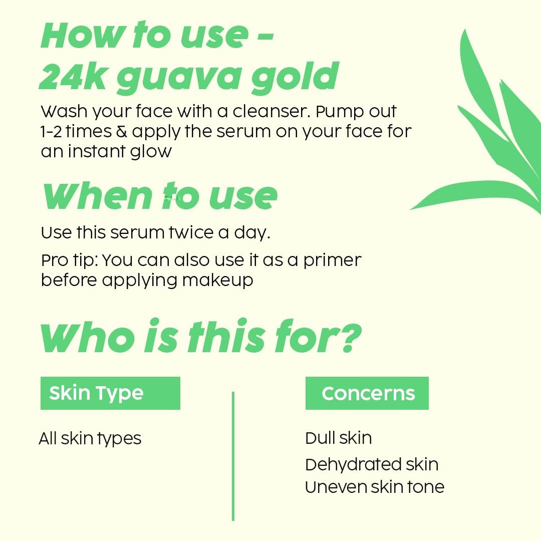 The Plant Fix Plix 24K Guava Gold Serum | Vitamin C & Hyaluronic Acid | Brightens Skin & Reduces Photoageing | 2-In-1 Face Serum & Primer For Glowing Skin | 30 Ml thumbnail