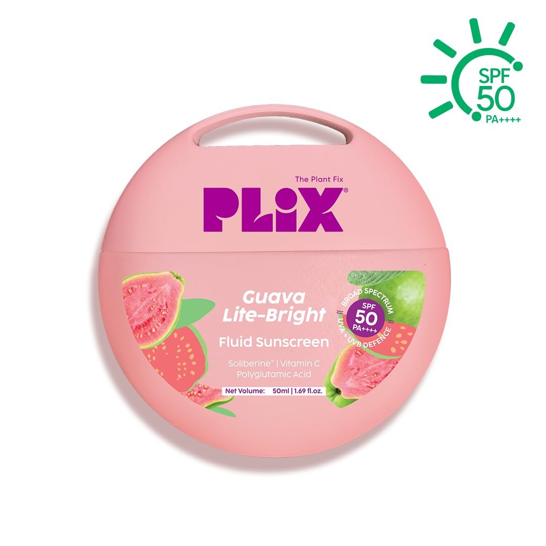 PLIX THE PLANT FIX Guava Lite-Bright Fluid Sunscreen | In Vivo Tested SPF 50 PA++++ | Broad Spectrum Protection | Lightweight Hydration | No White Cast | Glow & Hydration thumbnail