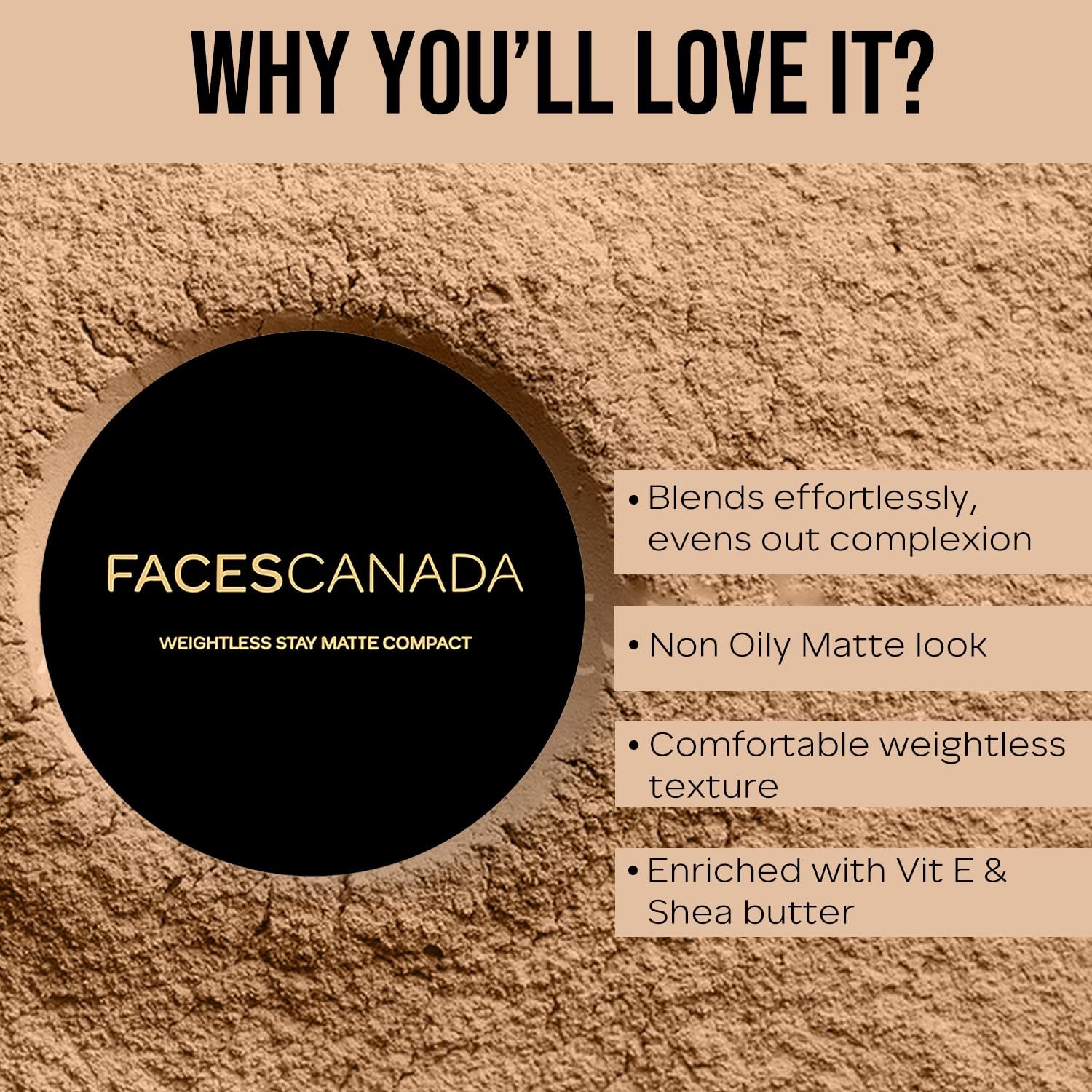 FACESCANADA Weightless Stay Matte Finish Compact Powder - Natural, 9g | Non Oily Matte Look | Evens Out Complexion | Hides Imperfections | Blends Effortlessly | Pressed Powder For All Skin T thumbnail