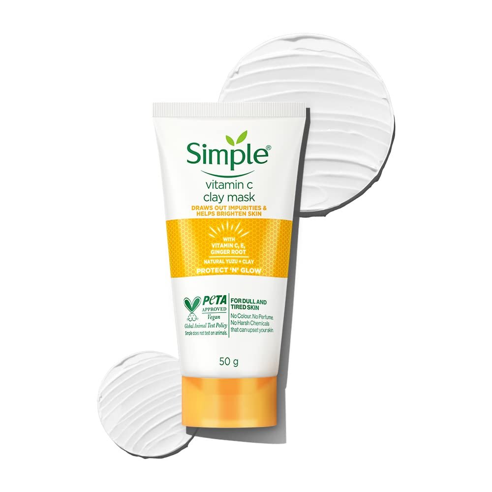 Simple Protect N Glow Vitamin C Brighten Clay Mask |  For all Skin Types 150 ml |