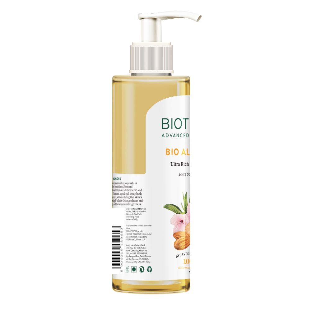 Biotique Almond Oil Ultra Rich Body Wash| Maintains Skin’s Natural pH |100% Botanical Extracts| Soap-Free Body Wash Suitable for All Skin Types | 200mL thumbnail