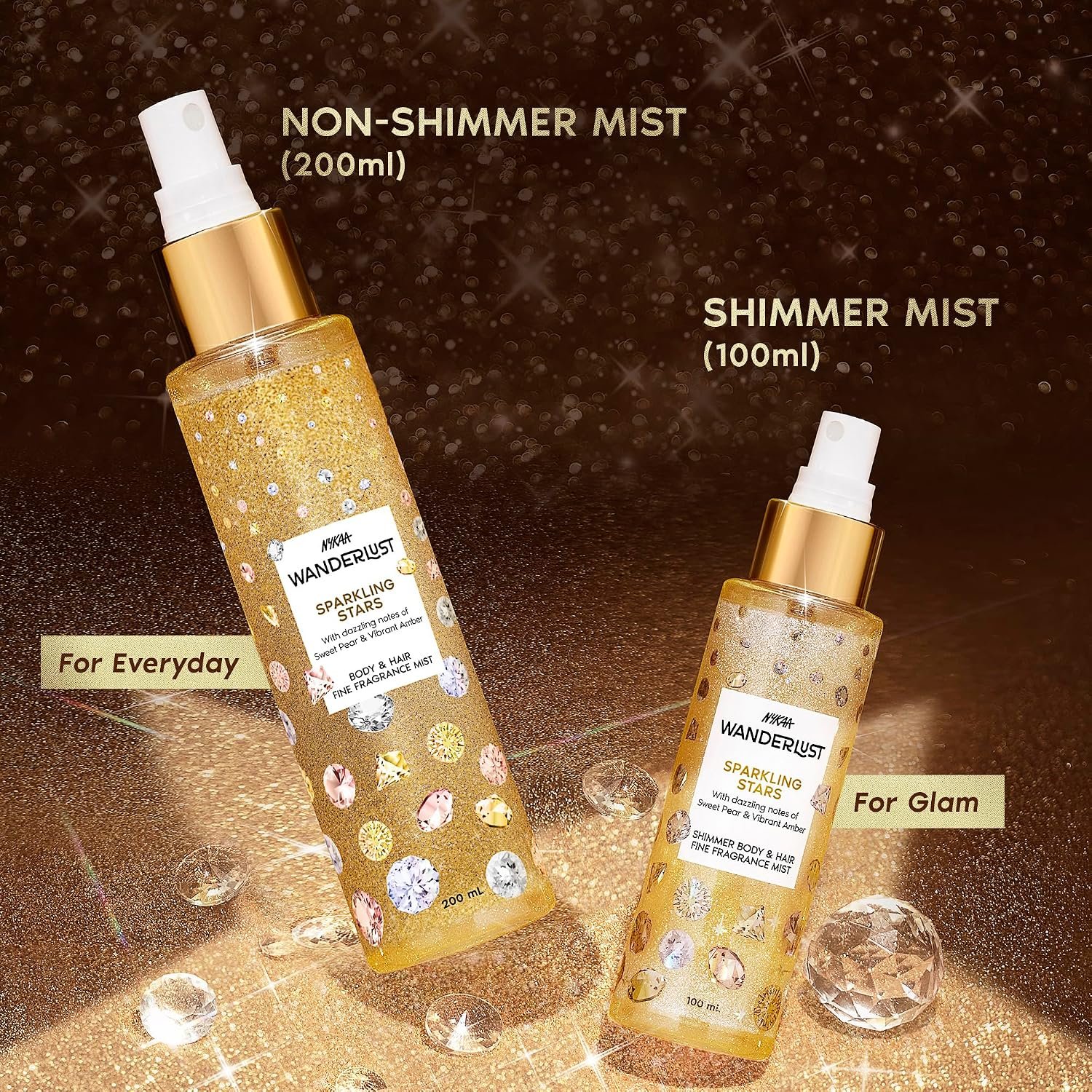 Nykaa Wanderlust Sparkling Stars Fruity Vanilla Perfume Body & Hair Mist, Notes of Fruity Vanilla, Pear & Amber, 8 Hrs Long-Lasting Everyday Fragrance, 200 ml thumbnail