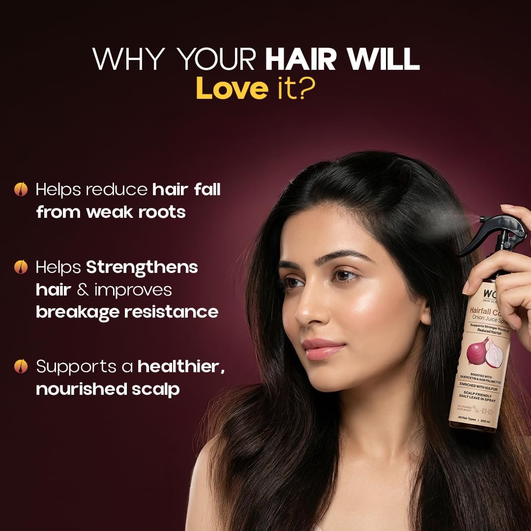 WOW Skin Science Hairfall Control Onion Juice Spray | With Quercetin, Saw Palmetto & Sulfur | Supports Stronger Roots & Reduced Hairfall 200ml thumbnail