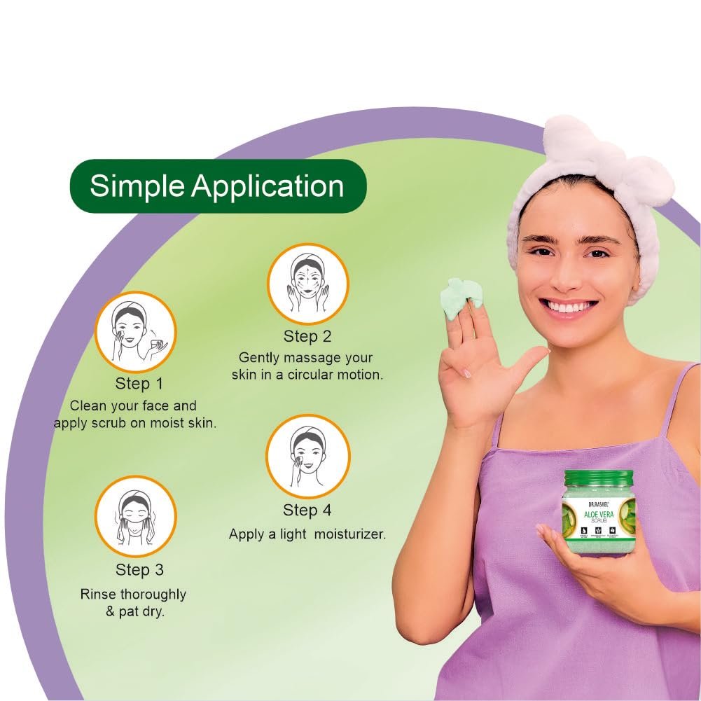 DR.RASHEL Aloe Vera Scrub For Face & Body (380 Ml) | All Skin |Cleanser Scrub For Deep Exfoliation | Dead Skin Remover| Tan Removal | Blackhead Remover thumbnail
