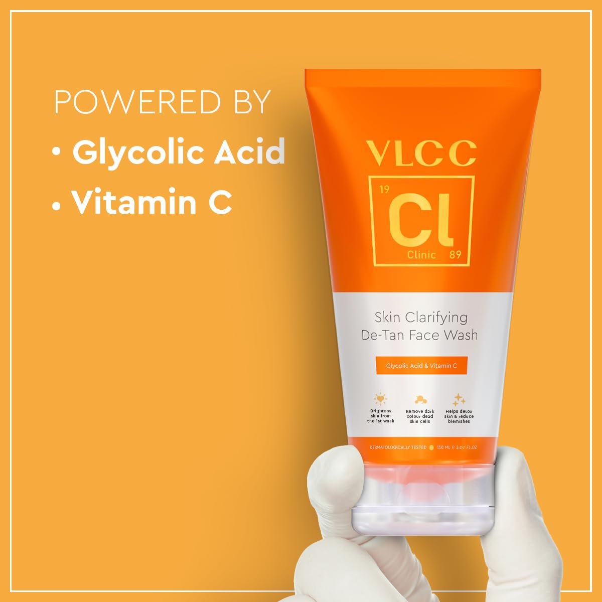 VLCC Clinic Skin Clarifying De-Tan Face Wash - 150ml | Anti-Tan Face Wash | Glycolic Acid & Vitamin C Facewash thumbnail