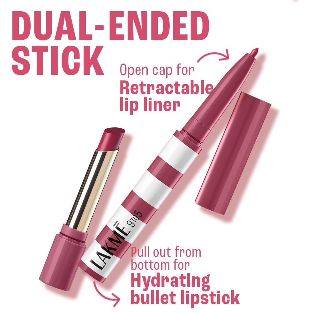 Lakme 9to5 Hya Beach Edit, Lipstick + Liner Duo, Off Duty Nude, Infused with Hyaluronic Acid, Vitamin E, Jojoba Oil, Comfortable Matte Finish, SPF Powered, Hydrating Lipstick, 2+0.2 g thumbnail