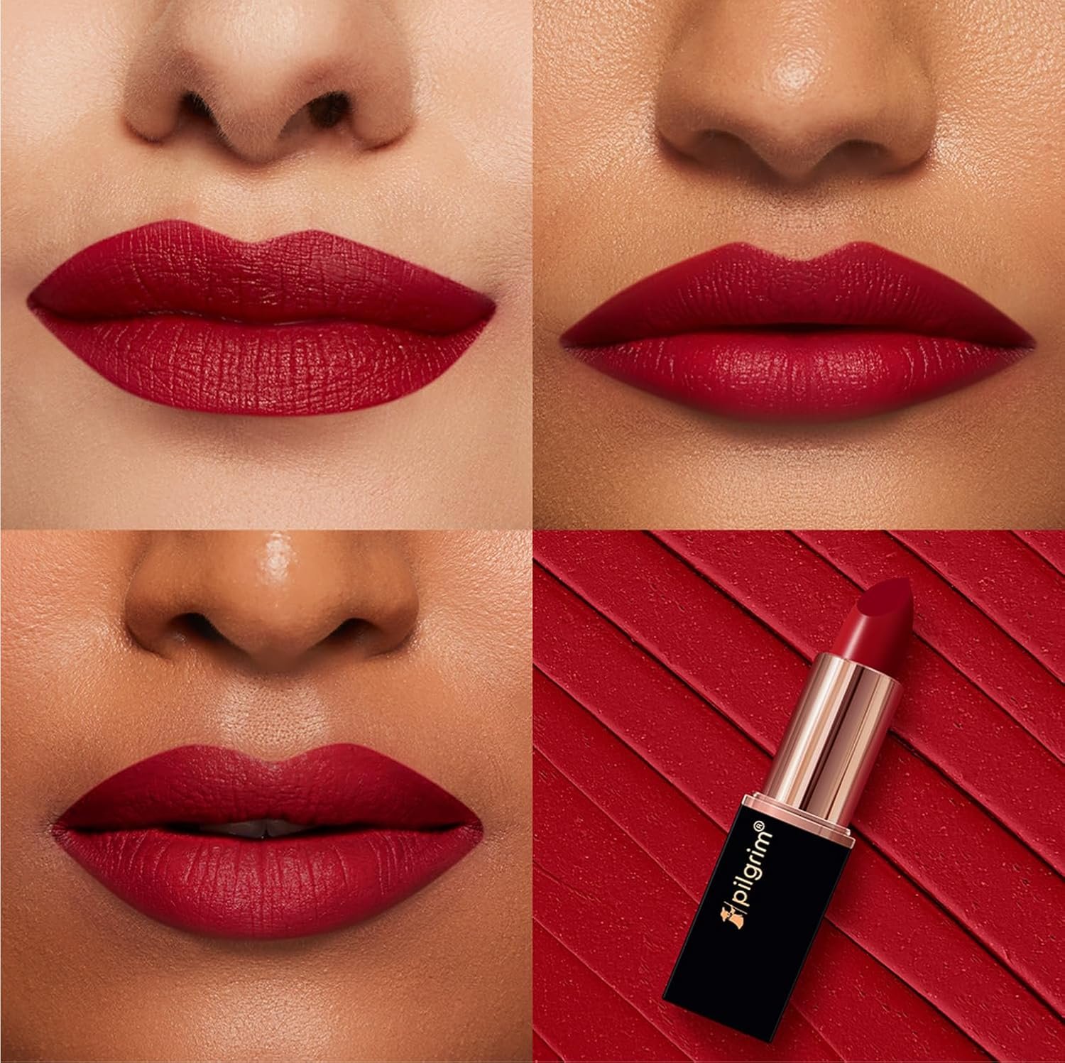 Pilgrim Matte Me Up Bullet Lipstick 4.2g | Creamy, Lightweight, Bold, Non Drying | SPF 30 | Enriched With Hyaluronic Acid & Spanish Squalane | Lipstick for dusky skin tone | Ruby Revolt-25 thumbnail