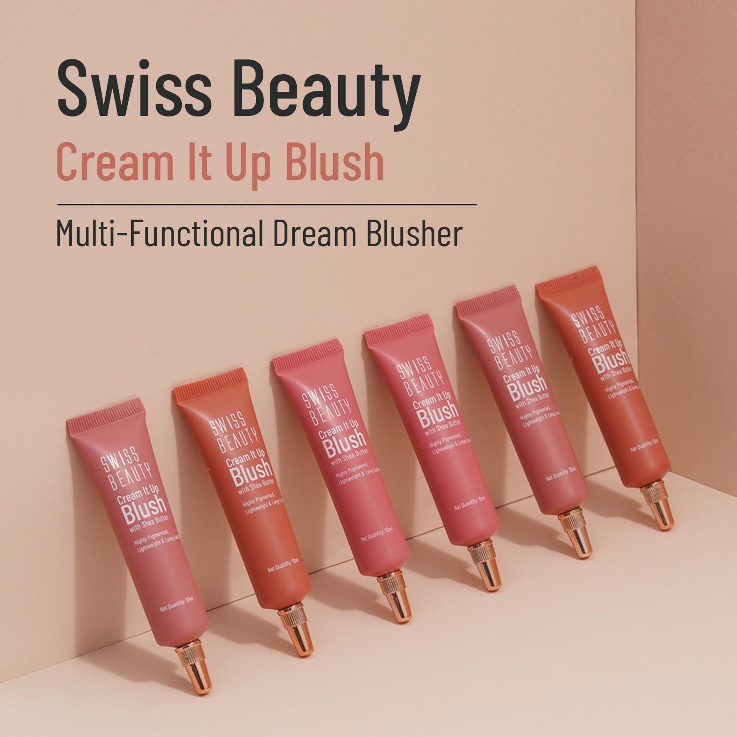 Swiss Beauty Cream It Up Blush | Highly pigmented | Super-blendable | Long-lasting | Enriched with Shea Butter | Multipurpose | Shade-03 Cheeky Peach, 10ml thumbnail