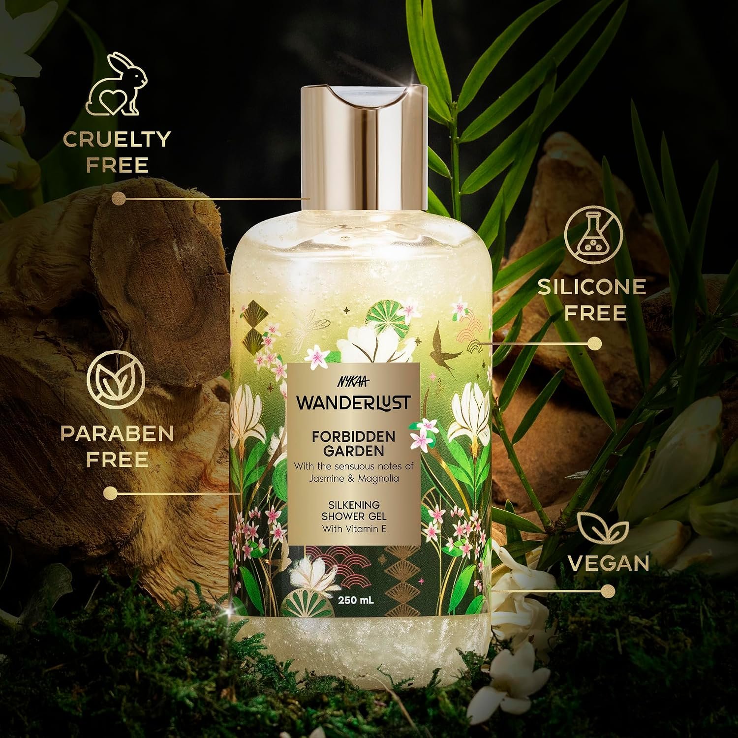 Nykaa Wanderlust Forbidden Garden Body Wash for Women | Hydrating & Barrier Repair with Vitamin E & Glycerine | Gentle Cleanser for Nourished, Refreshing Skin | 250ml | thumbnail