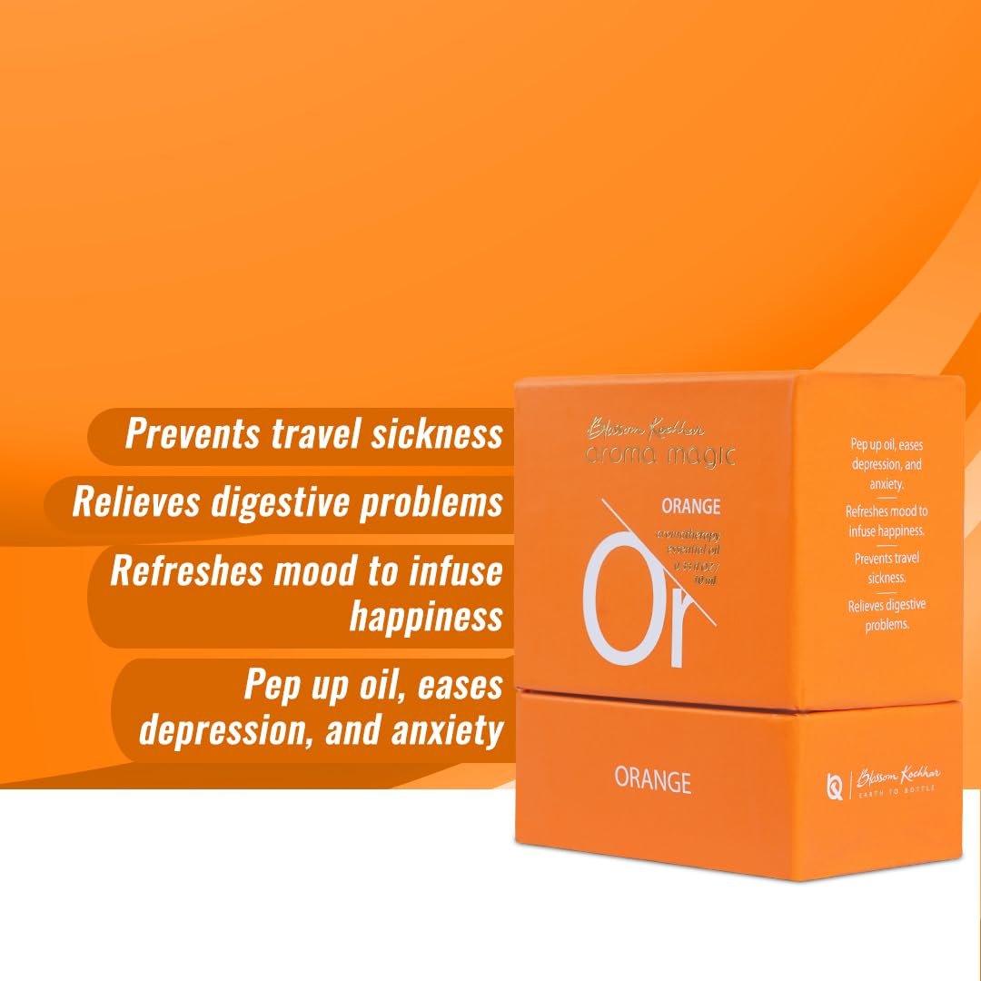 Aroma Magic Orange Essential Oil – Pure Citrus Sinensis | Natural Cleanser & Astringent for Diffusion, Massage & Skin Care – 10ml thumbnail