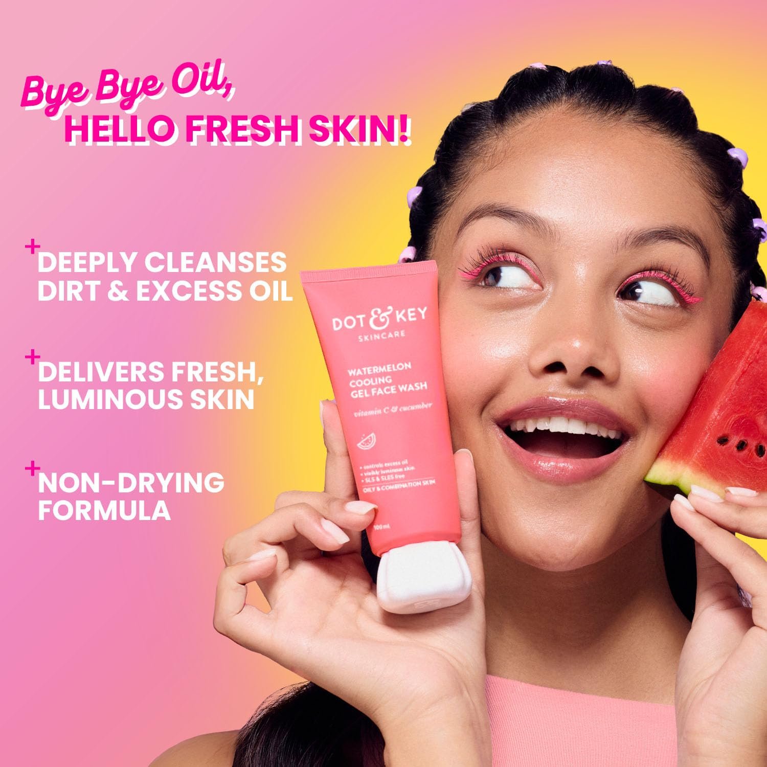 Dot & Key Watermelon Cooling Gel Face Wash With Vitamin C & Cucumber | Face Wash For Glowing Skin|Oil Free |Removes Excess Oil & Dirt | 100ml thumbnail