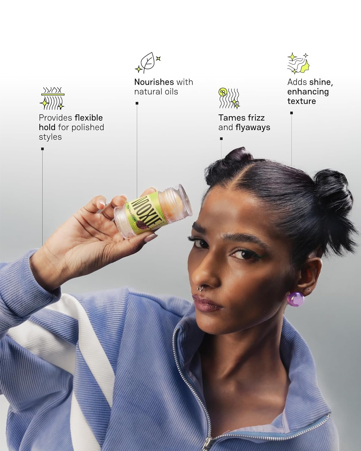 Moxie Beauty Hair Styling Duo | Wax Stick & Brush Combo | Frizz-Free | 30g A non-sticky gel wand that tames flyaways and baby hairs for sleek buns and ponytails thumbnail