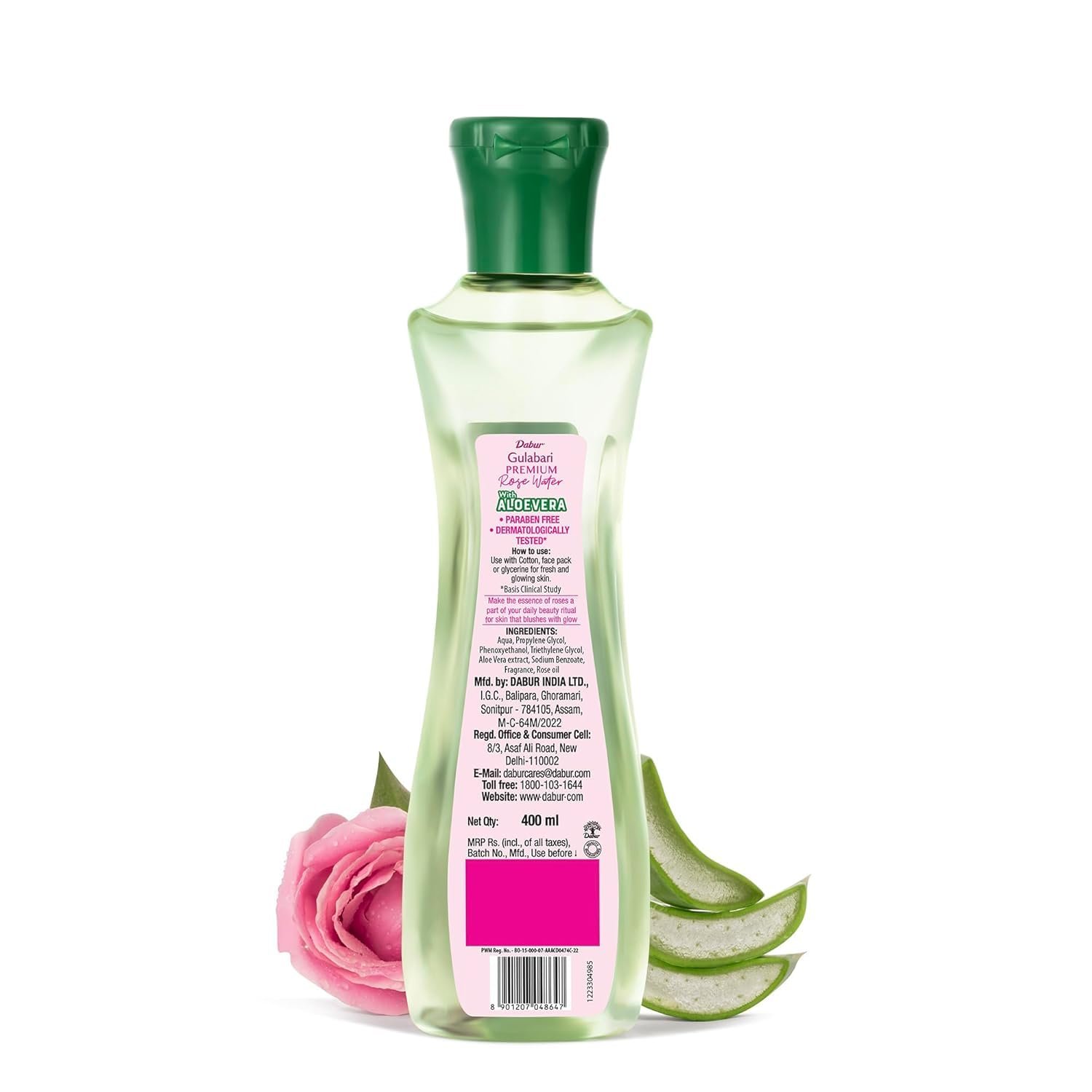 Dabur Gulabari Premium Rose Water with Aloe Vera - 400 ml | Upto 8 HR Skin Hydration | Cleanses, Tones and Moisturises Skin | For All Skin Types thumbnail