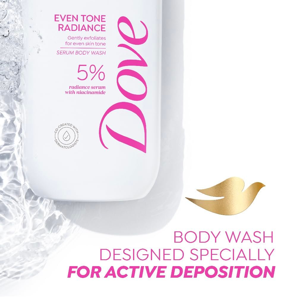 Dove Even Tone Radiance Serum Body Wash|5% Radiance Serum with Niacinamide| Gently exfoliates for even skin tone | Paraben & SLS free | 300 ml thumbnail