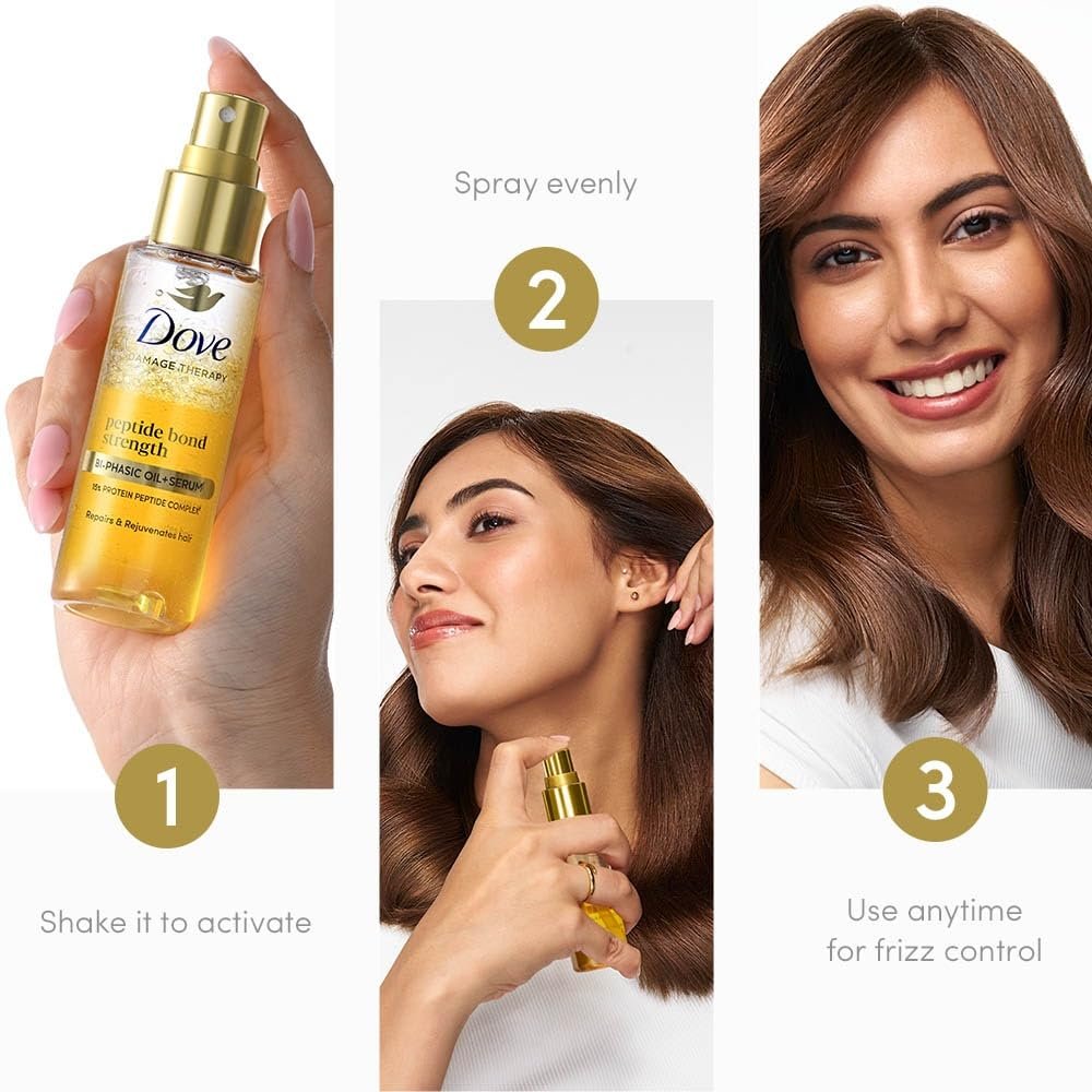 Dove Peptide Bond Strength Bi-Phasic Oil+Serum|12 % PROTEIN PEPTIDE Complex| Extremly lightweight | thumbnail