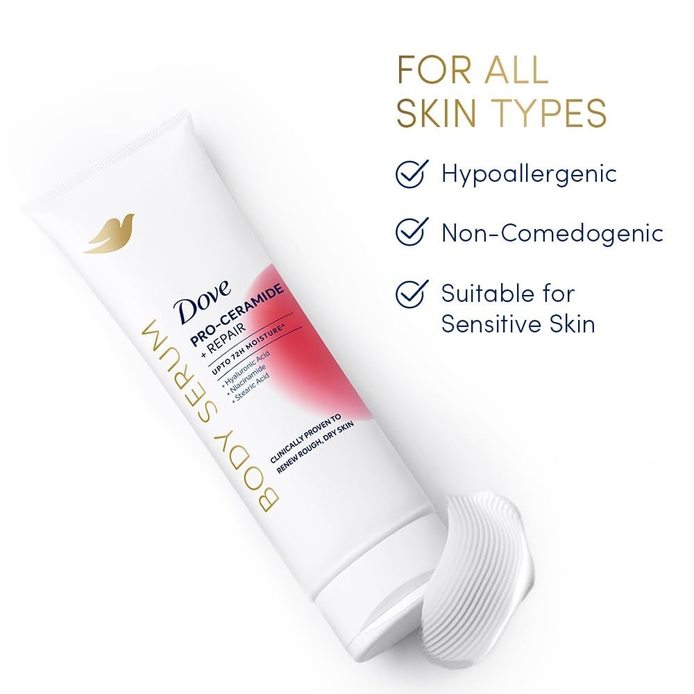 Important information Indications: For best results, massage a generous amount of this Dove moisturiser all over your body, taking extra time to apply to areas of very dry skin like lower l thumbnail