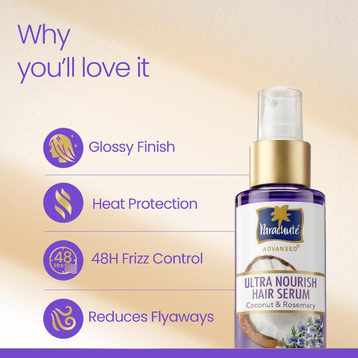 Parachute Advansed Ultra Nourish Hair Serum | Coconut & Rosemary | 48 Hr Frizz Control | 10X Strong Hair | 100ml thumbnail