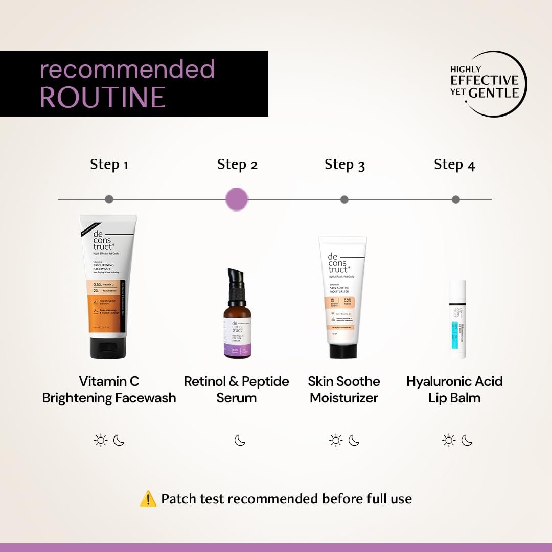 Deconstruct 0.2% Retinol Face Serum With 1% Peptide | Beginner Friendly | Anti Aging, Night Face Serum To Reduce Fine Lines & Wrinkles | For Men & Women | Beginner Friendly | 30 Ml thumbnail