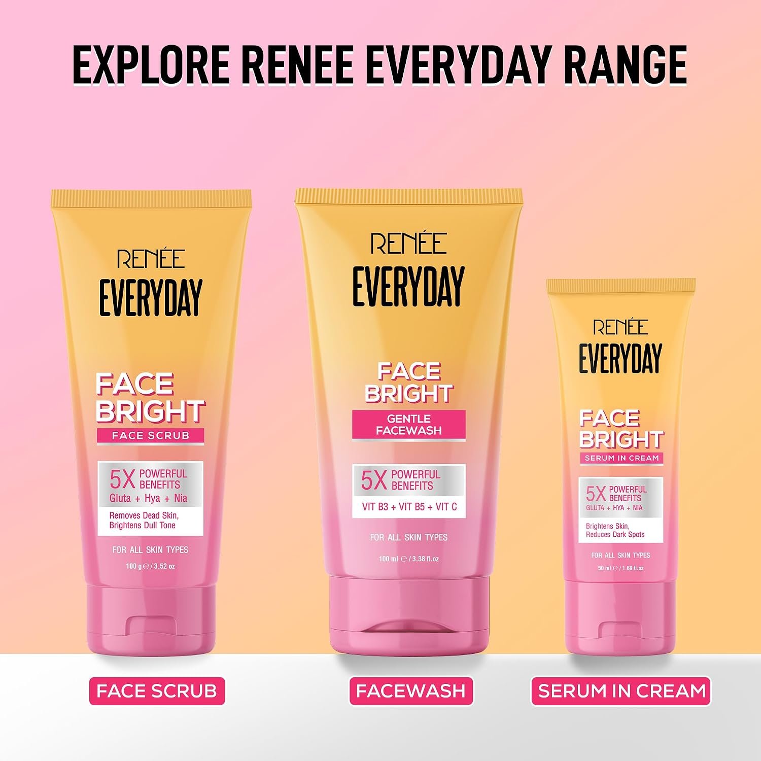 RENEE Everyday Face Bright Face Scrub | Gently Exfoliates Dead Skin | Brightens Skin, Evens Skin Tone & Texture | Infused With Niacinamide, Glutathione & Hyaluronic Acid | 100g thumbnail
