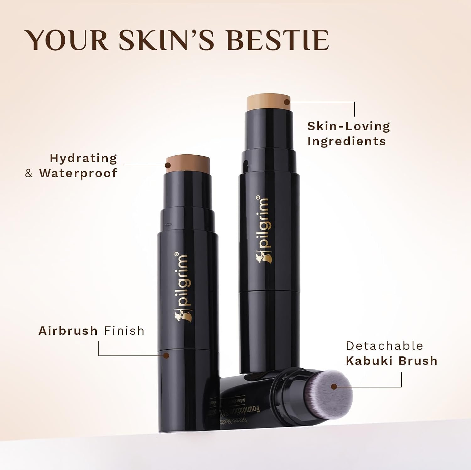 Pilgrim Dream Matte Foundation Stick Light Vanilla-120 | Lightweight Full Coverage Air Brush Finish Infused with Vitamin C 10gm thumbnail
