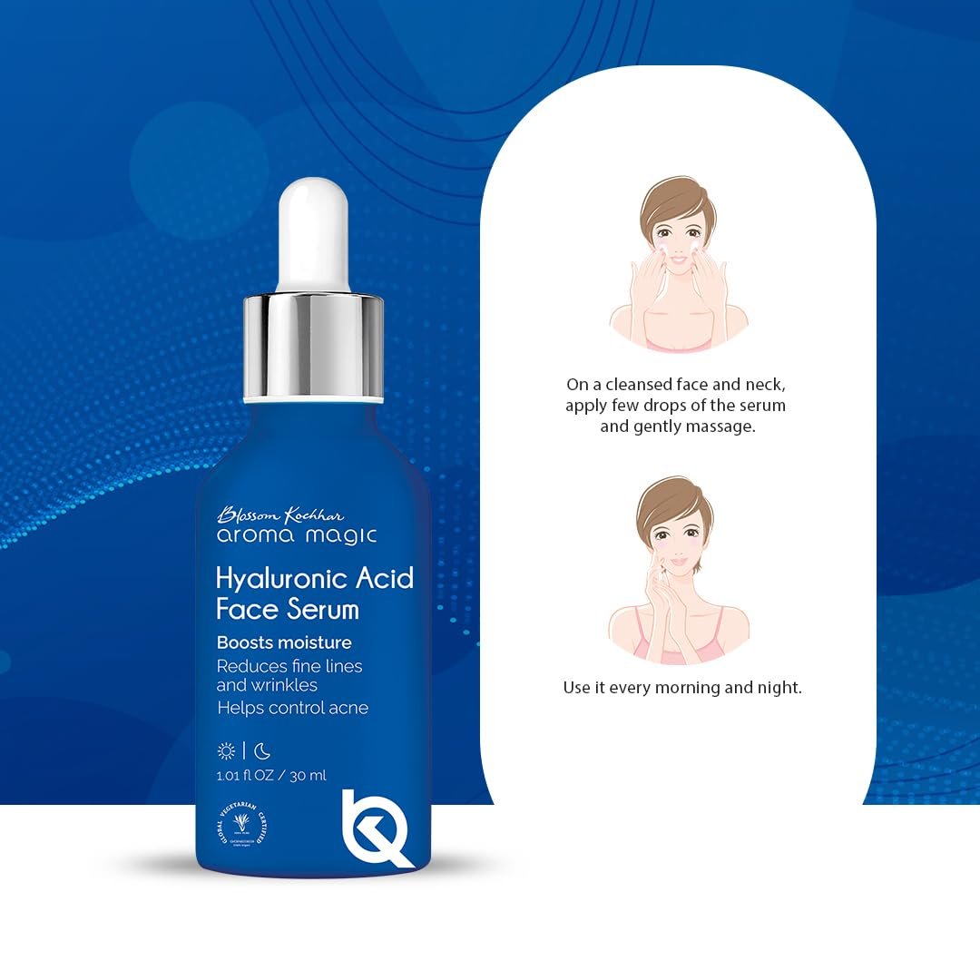Aroma magic 2% Hyaluronic Acid Serum for Intense Hydration, Anti-acne, Glowing Skin |Reduce Fine Lines | Daily Hydrating Face Serum for Women & Men | 30 ml thumbnail