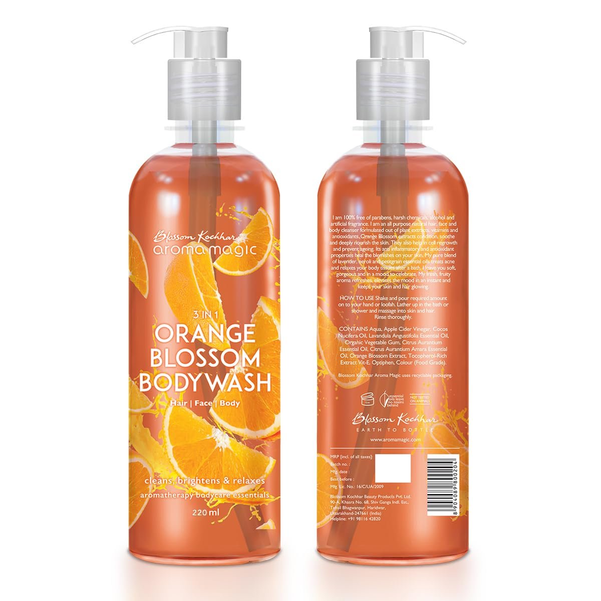 Aroma Magic 3 in 1 Orange Blossom body wash | Nourishes & soothes skin, heals blemishes, treats acne with Apple cider vinegar, orange blossom extract, vitamin E | 500ml thumbnail