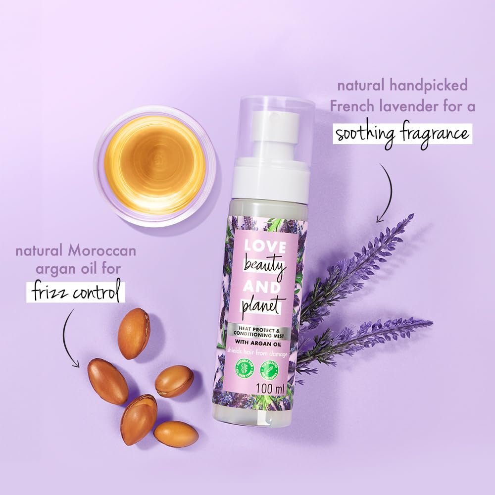 Love Beauty & Planet Argan Oil Heat Protect & Conditioning Mist | Sulfate-Free & Paraben-Free Hair Mist for Heat Protection, Smoothness & Frizz Control | 100ml thumbnail