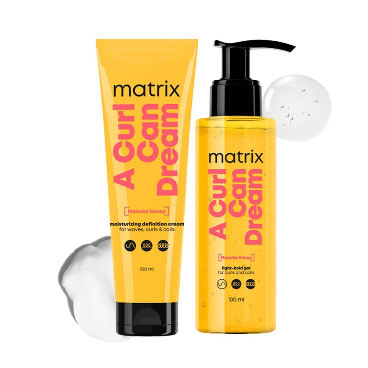 Matrix Professional A Curl Can Dream Leave-In Cream & Gel Combo|Nourishes & Defines Wavy, Curly Hair|Enriched with Manuka Honey Extract|Waves & Curls Styling|No Flaking Or Crunch (200ml)