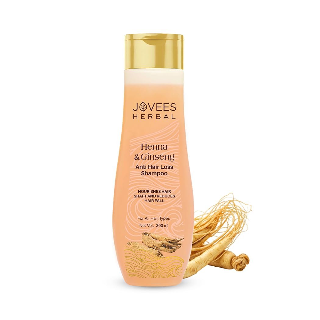 Jovees Herbal Henna & Ginseng Anti Hair Fall Shampoo | Controls Hair Fall & Promotes Hair Growth | Enriched With Henna, Ginseng & Amla Extract | Suitable for All Hair Types | 300ml thumbnail