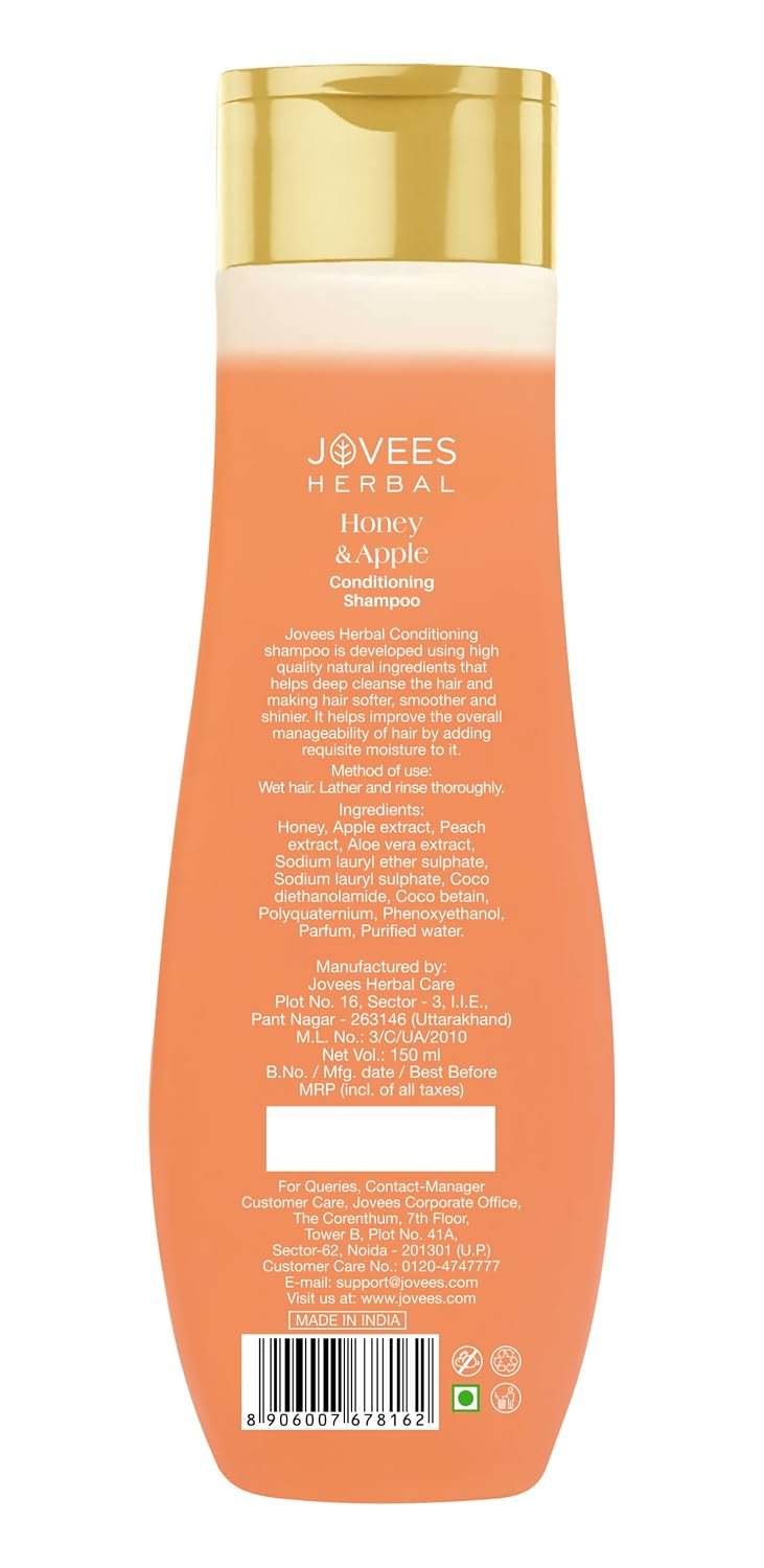 Jovees Herbal Honey & Apple Conditioning Shampoo | With Peach And Aloe Vera Extracts | For Dry And Rough Hair | 150 ml thumbnail
